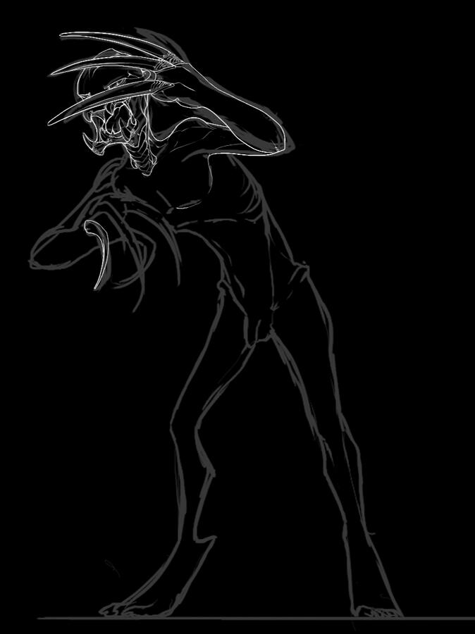 An incomplete enderman doodle, for some reason he has a peepee