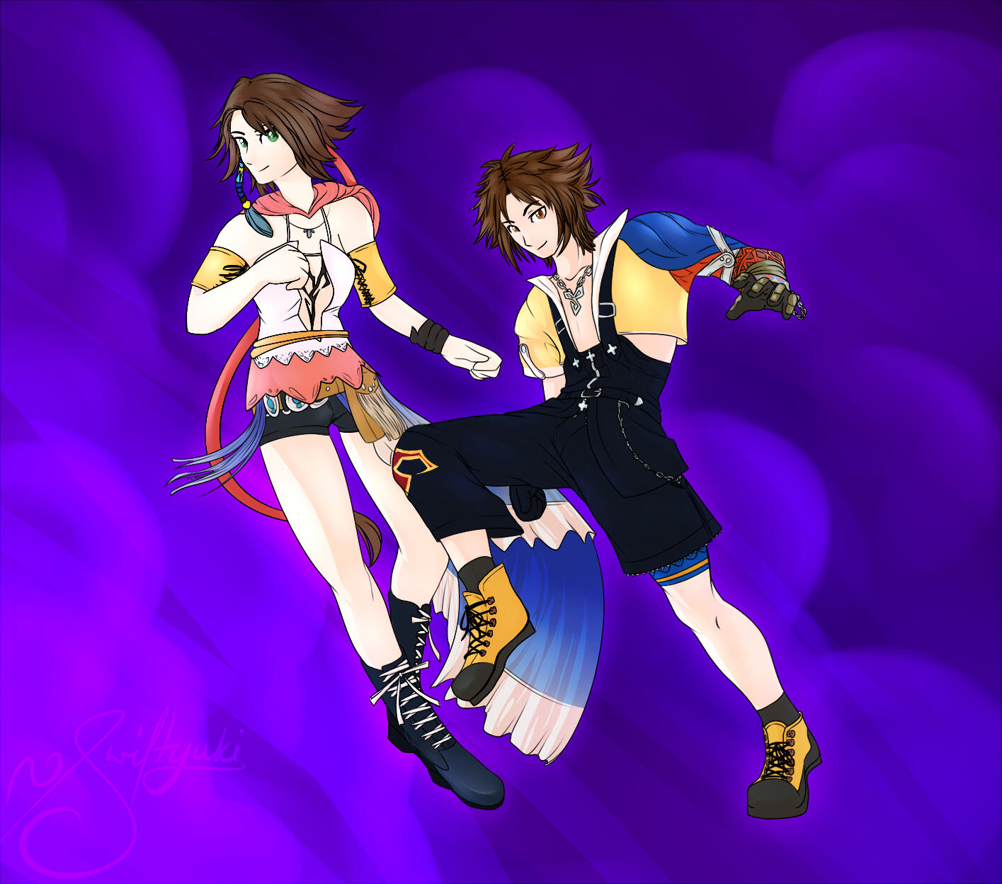 Commission of Selena and Tidus from the Final Fantasy franchise.