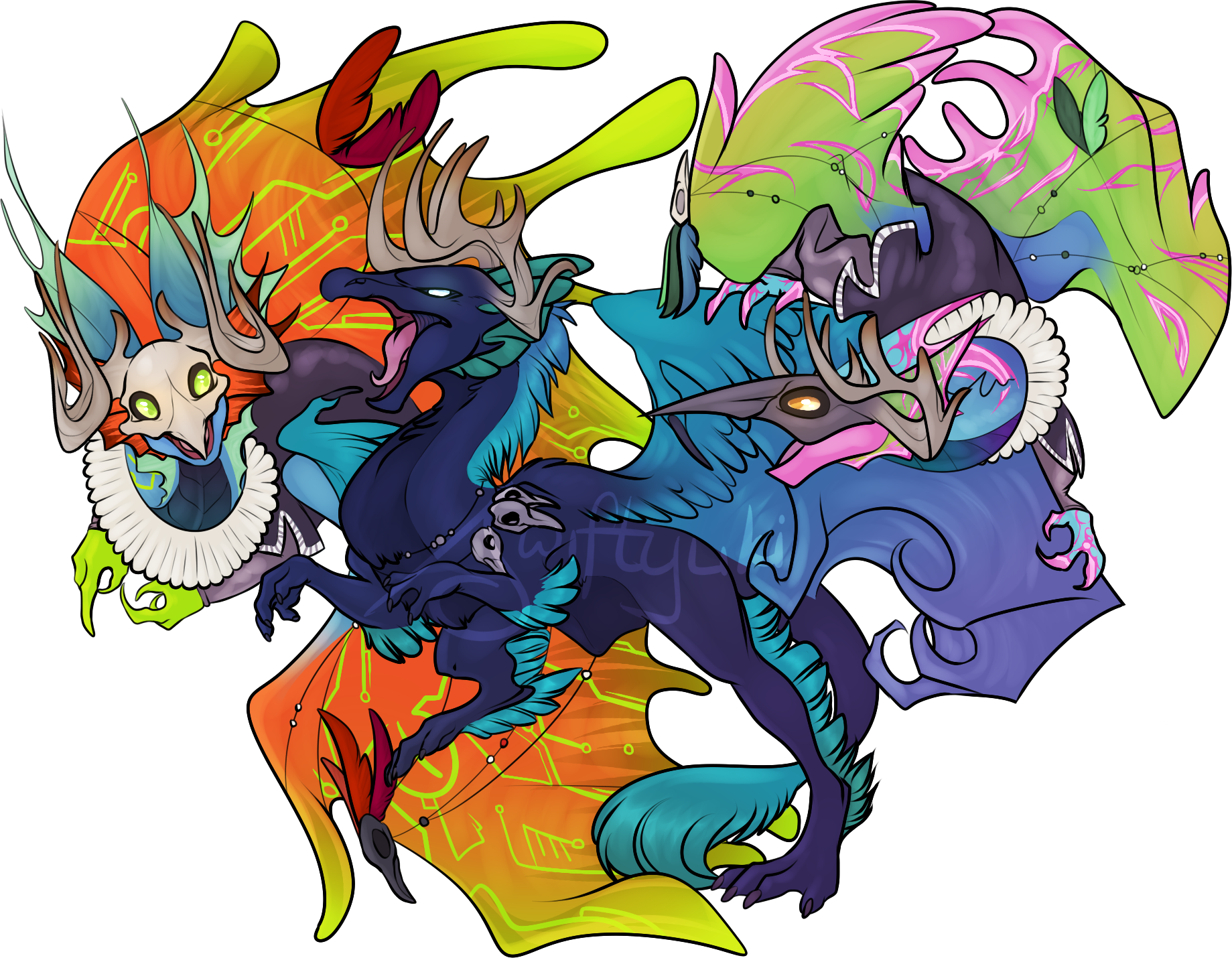 Flight Rising commission for someone of their dragon triad