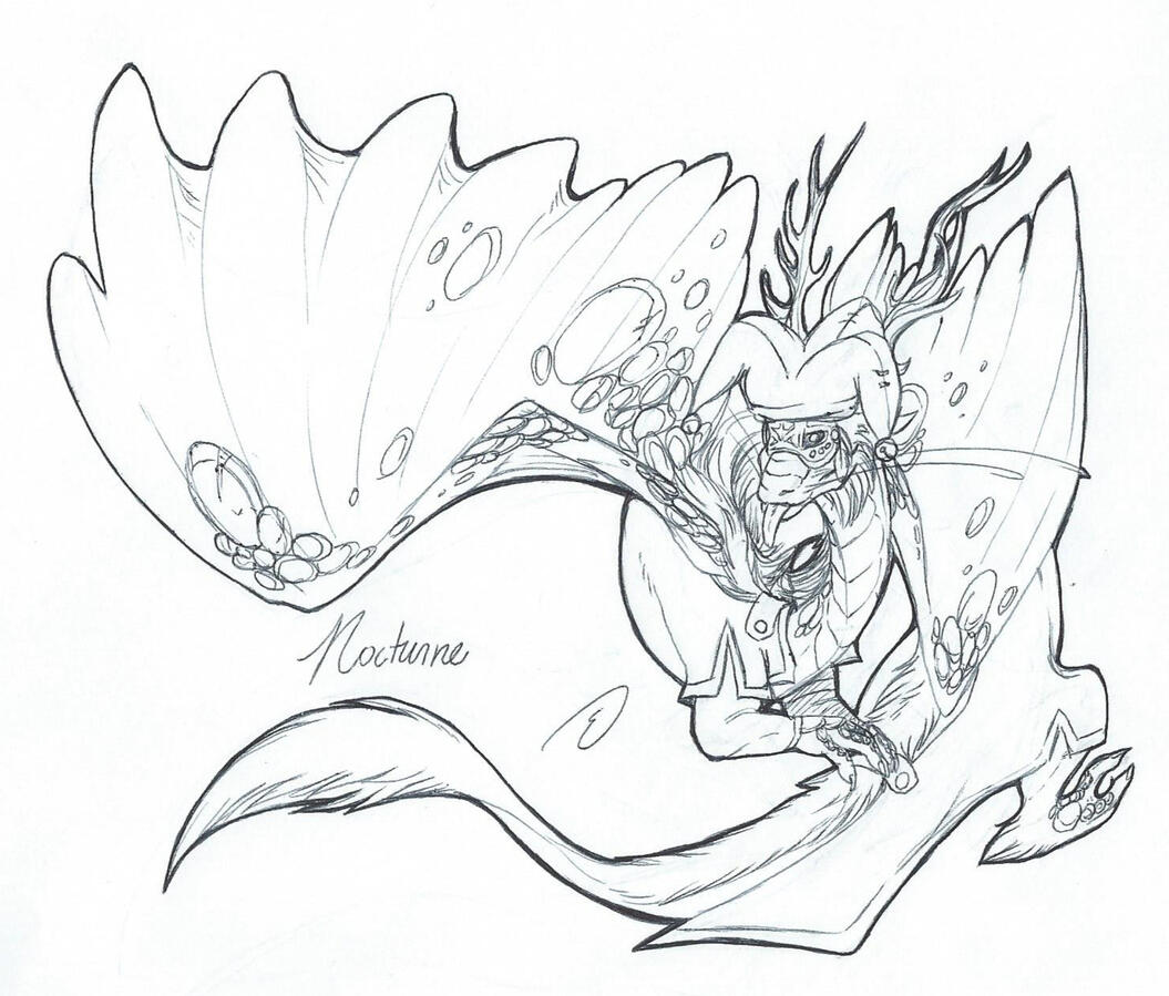 Traditional lineart for Dualdev of their flightrising imperial dragon.