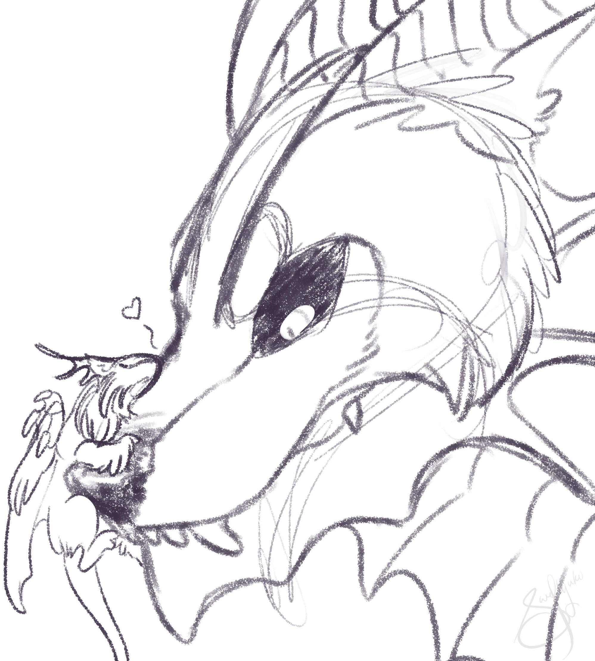 Flight Rising sketch commission for their OCs Apollo and Azara