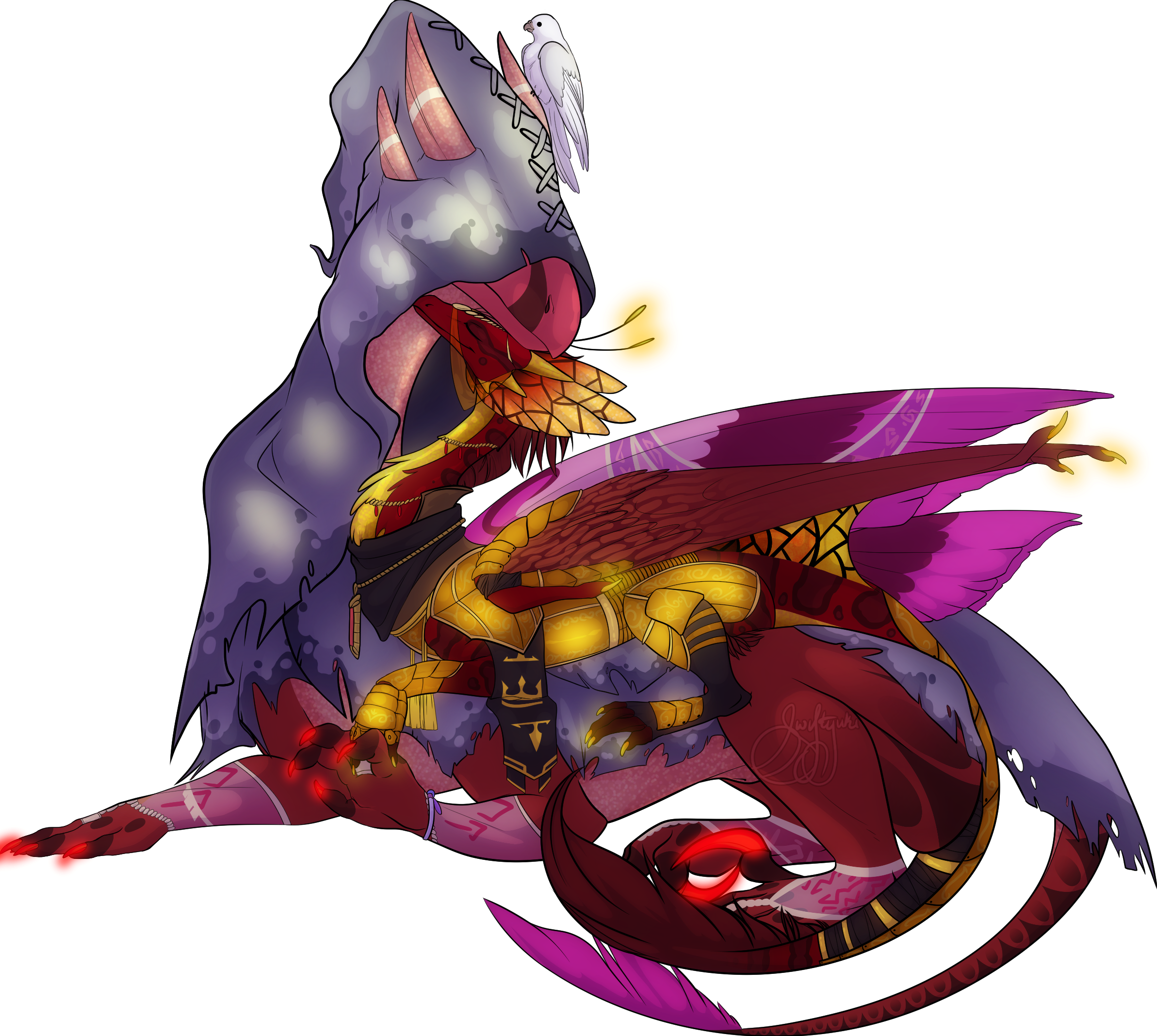 Flight Rising commission for Alxias of their dragon pairing