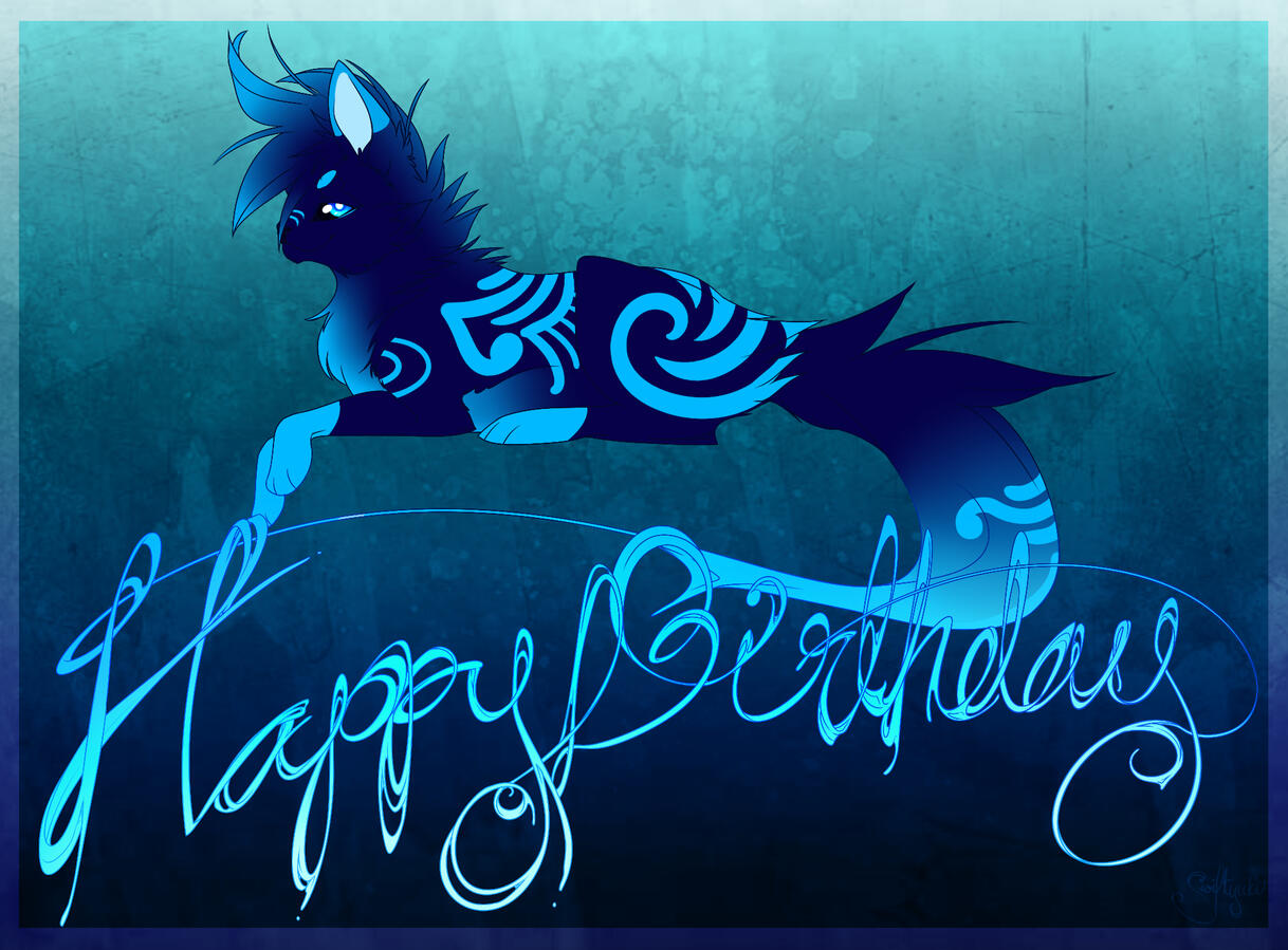 Birthday image featuring my fursona
