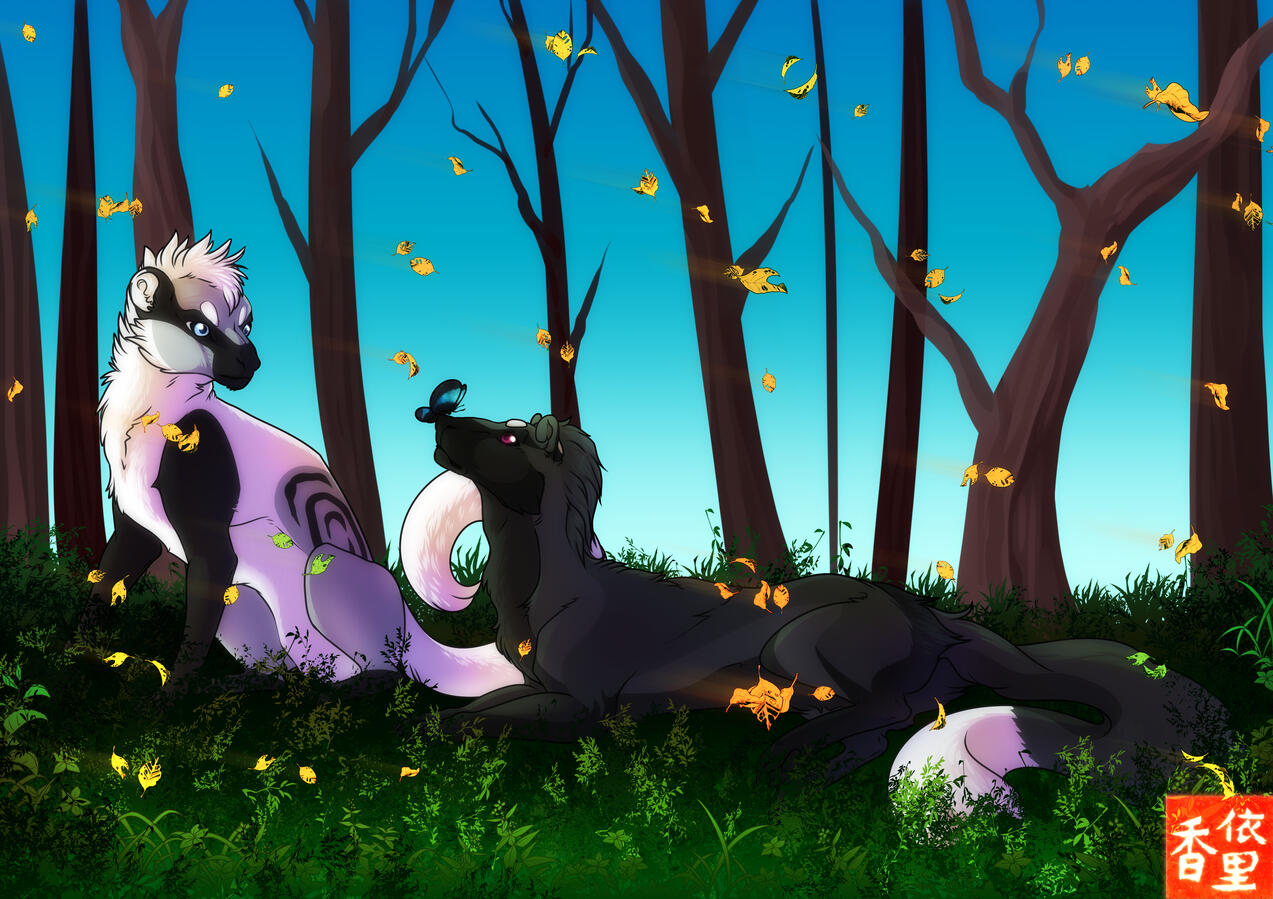 Commission for someone of an OC pairing, Candela and Fenrir