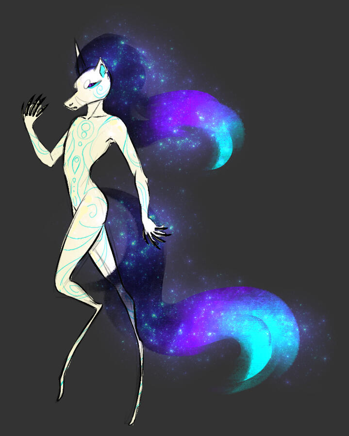 A porcelain creature with a nebulous mane/tail that cries oil