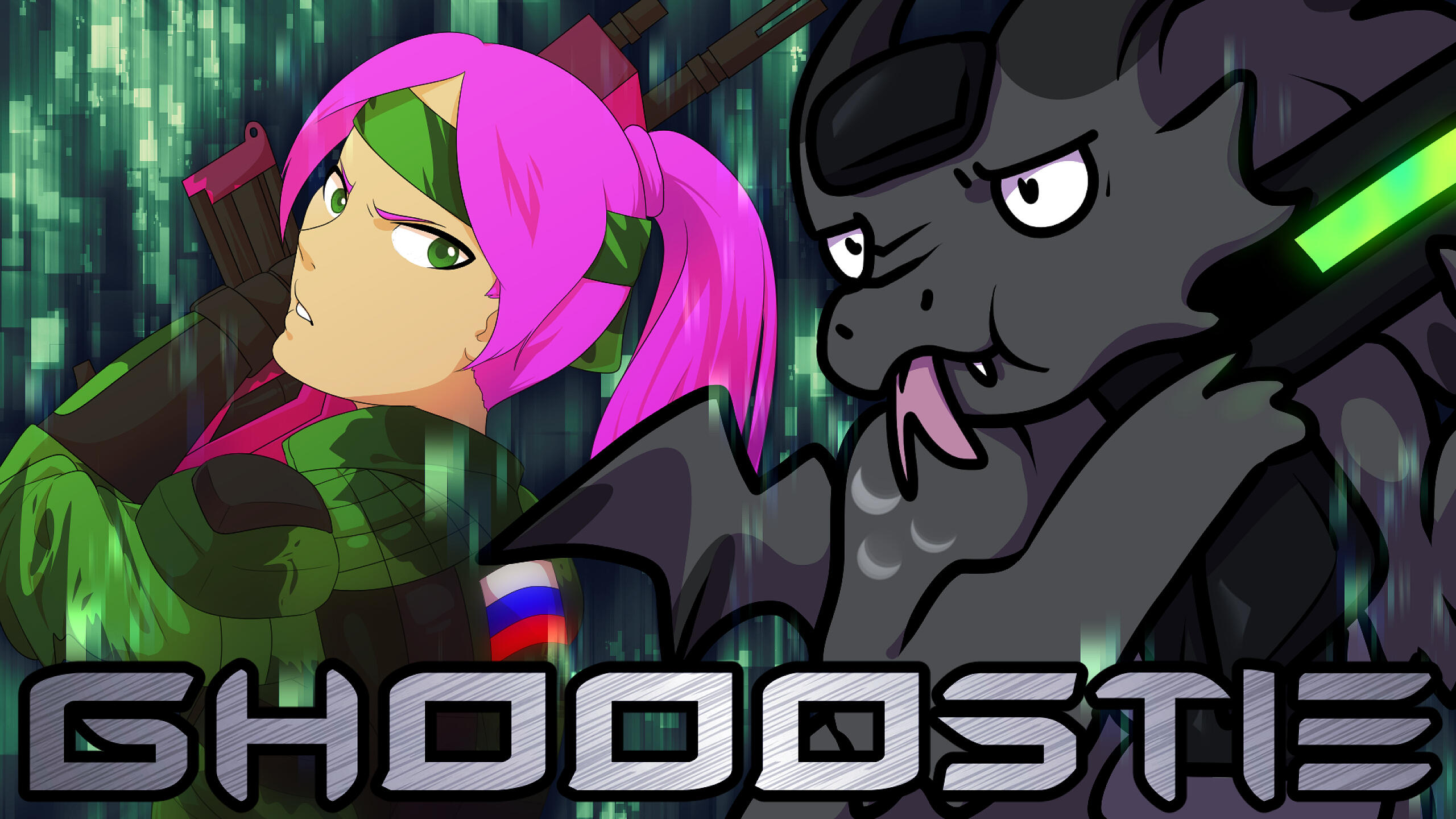 Commission for Ghooostie of a YouTube banner featuring Fart "Cobra" Dragon and Emily