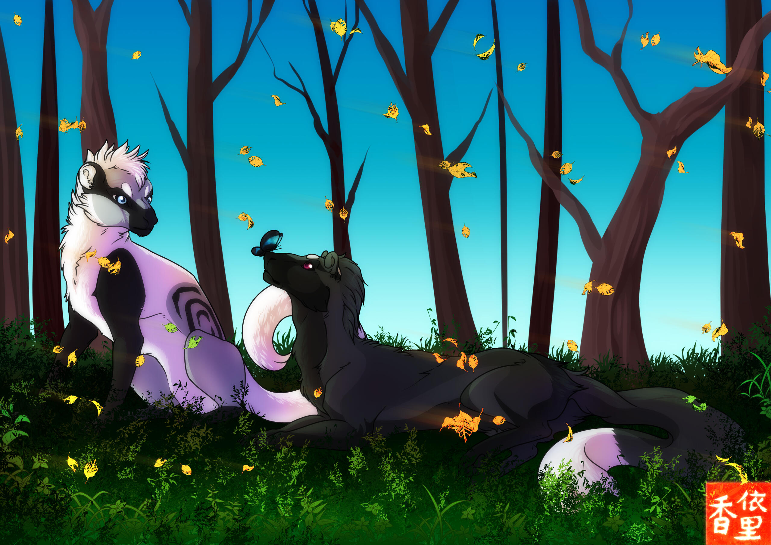 Commission of someone's OCs, Candela and Fenrir