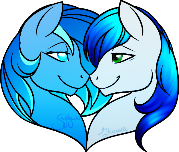 North and Ibbypony set up in a heart shape bust