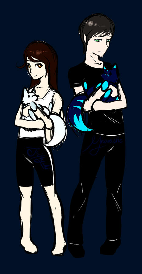 Me and Ghooostie holding the other's fursona