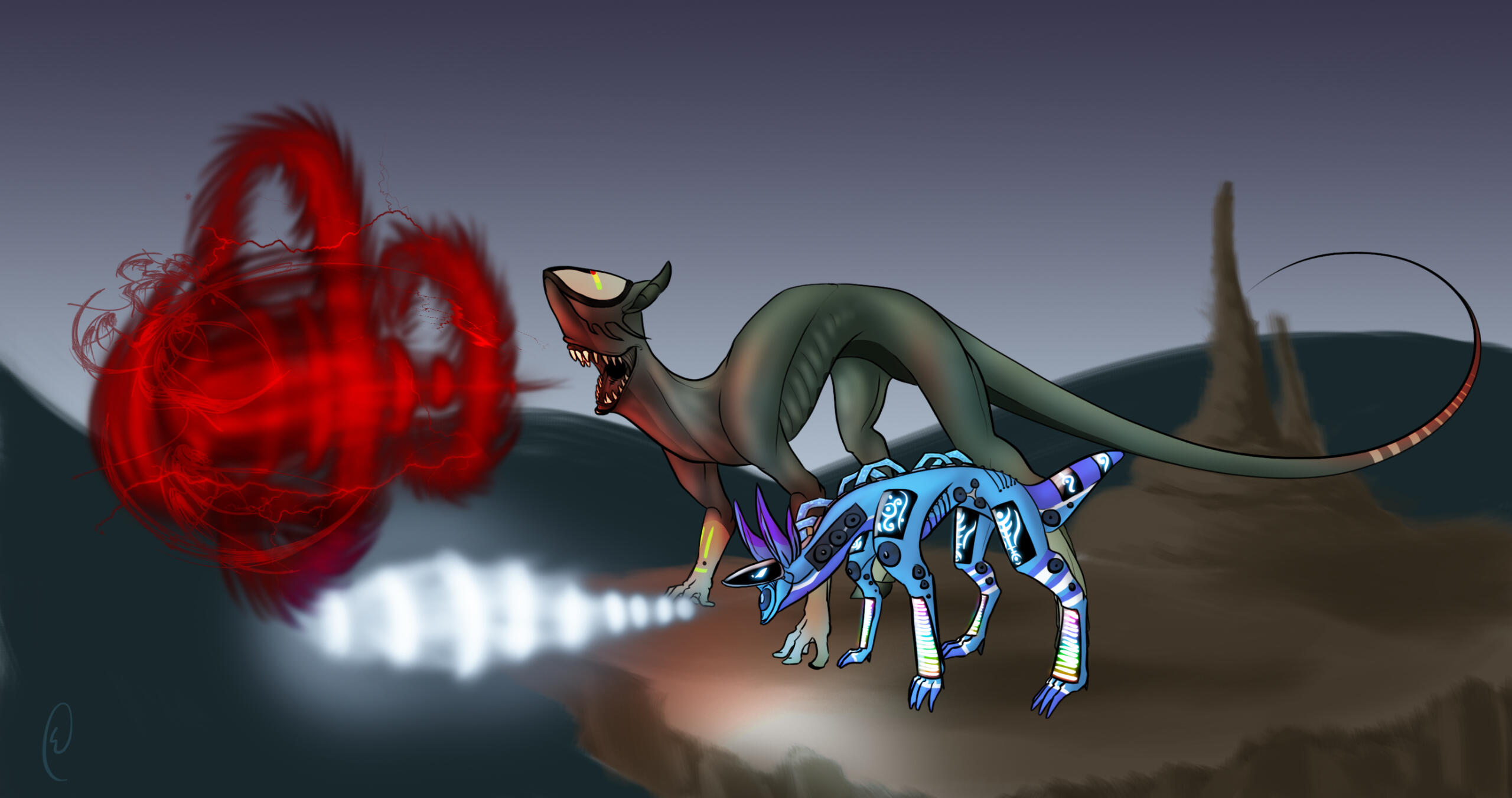 Gift art of B7U with someone's sound creature OC