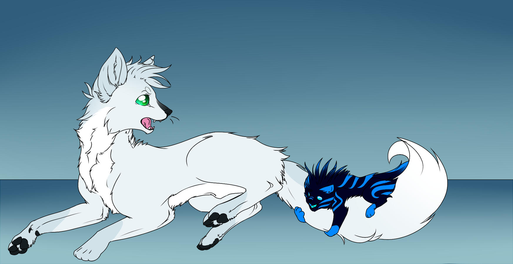 yukineko pounces ibbyfox's tail